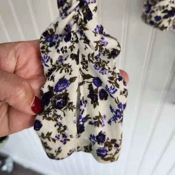 FREE PEOPLE Intimately 'Kaya' Ivory Floral Print Cutout Long Sleeve Bodysuit XS - Picture 5 of 11